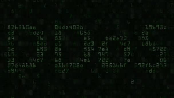 Legenda DDoS na tela do computador feita de texto e símbolos numéricos — Vídeo de Stock