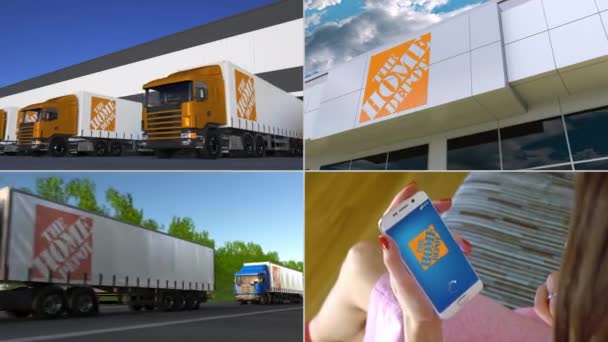 Montage collection of The Home Depot company related business activity. Editorial animation — Stock Video