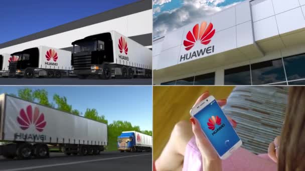 Montaggio raccolta di Huawei Technologies attività aziendali correlate. Animazione editoriale — Video Stock