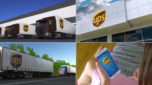 Montage collection of United Parcel Service UPS company related business activity. Editorial animation — Stock Video