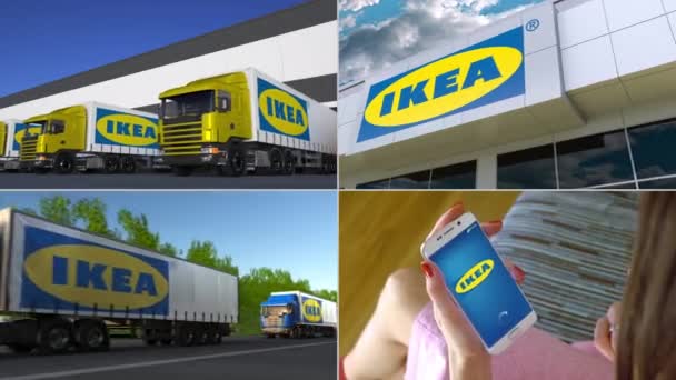 Montázs Ikea International Group összegyűjtött üzleti tevékenység. Szerkesztői animáció — Stock videók