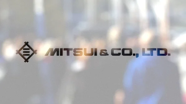 Bir cam steet bulanık kalabalığa karşı logosuna Mitsui ve co. Editoryal 3d render — Stok fotoğraf