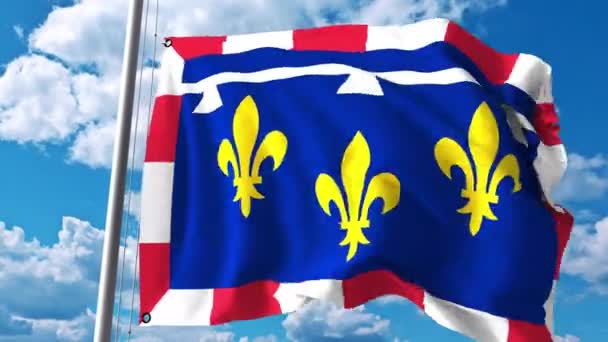 Wapperende vlag van Centre-Val de Loire, een regio van Frankrijk — Stockvideo