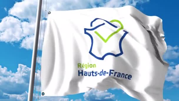 Κυματίζει σημαία με το λογότυπο του Hauts-de-France, μια περιοχή της Γαλλίας — Αρχείο Βίντεο