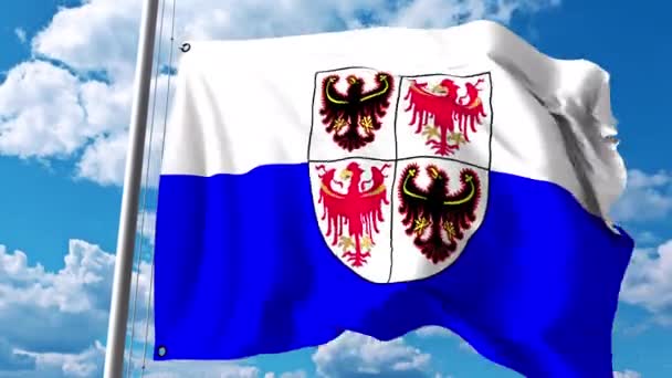 Waving flag of Trentino-Alto Adige, a region of Italy — Stock Video