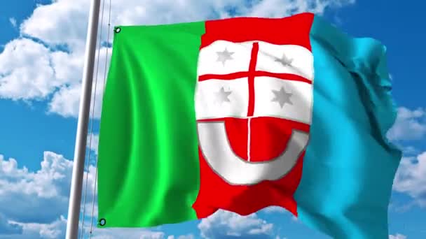 Viftande flagga i Ligurien, en region i Italien — Stockvideo