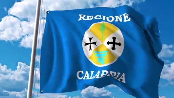 Wapperende vlag van Calabrië, een regio in Italië — Stockvideo