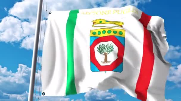 プーリア、イタリアの地域の旗を振っています。 — ストック動画