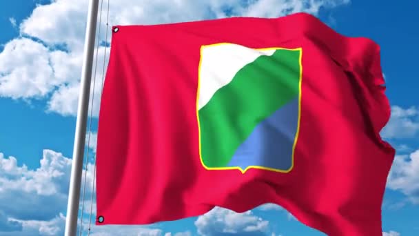 Ondeando la bandera de Abruzzo, una región de Italia — Vídeo de stock