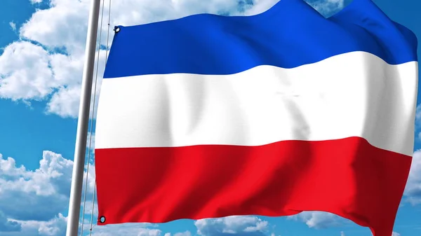 Mávání vlajkou Šlesvicko-Holštýnsko, stát Německo. 3D vykreslování — Stock fotografie
