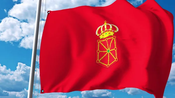 Bandera ondeante de Navarra, comunidad autónoma de España. Renderizado 3D —  Fotos de Stock