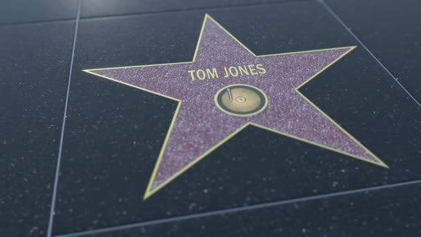 Hollywood Walk of Fame star with TOM JONES inscription. Editorial clip — Stock Video