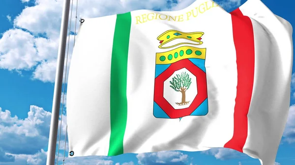Flagge schwenkend von Apulien, einer Region Italiens. 3D-Darstellung — Stockfoto