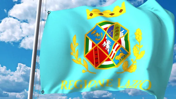 Flagge von Latium, einer Region Italiens, geschwenkt. 3D-Darstellung — Stockfoto