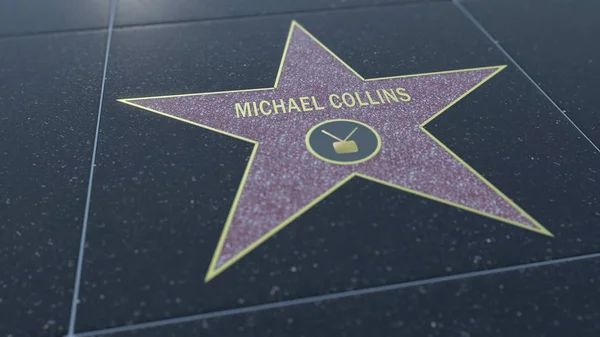 Hollywood Walk of Fame star with MICHAEL COLLINS inscription. Editorial 3D rendering — Stock Photo, Image