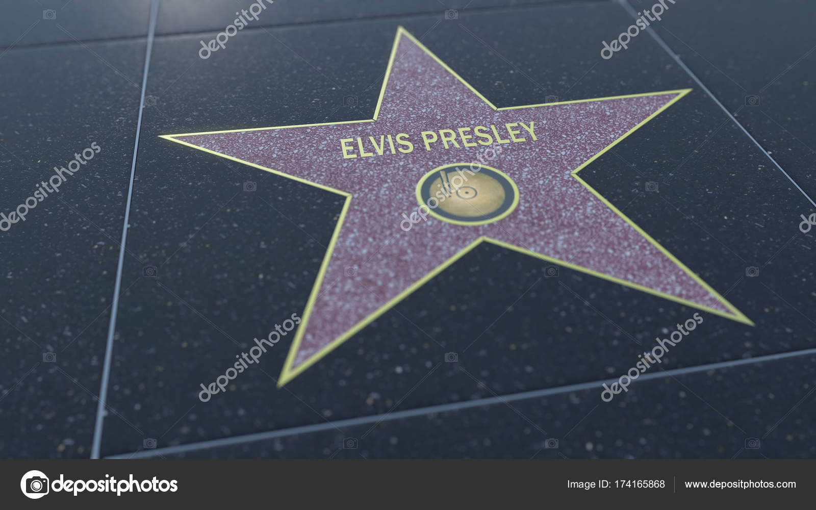 Hollywood Walk of Fame star with ELVIS PRESLEY inscription. Editorial 3D  rendering – Stock Editorial Photo © alexeynovikov #174165868