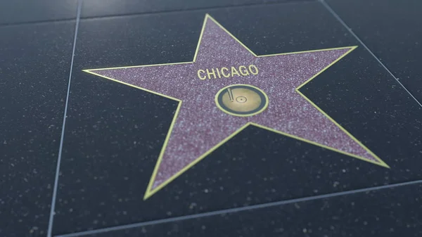 Hollywoodský chodník slávy hvězda s nápisem Chicago. Úvodník 3d vykreslování — Stock fotografie