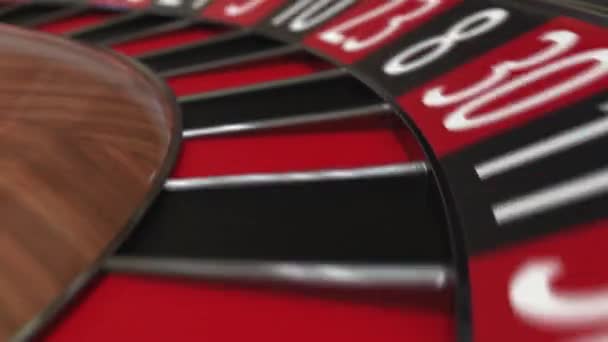 Casino roulette wielen bal hits 28 achtentwintig zwart — Stockvideo