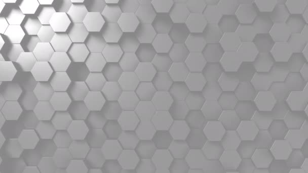 Abstract light gray hexagonal motion background, seamless loop — Stock Video