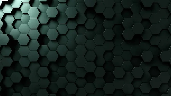 Dark green hexagonal background, 3D rendering — Stock Photo, Image