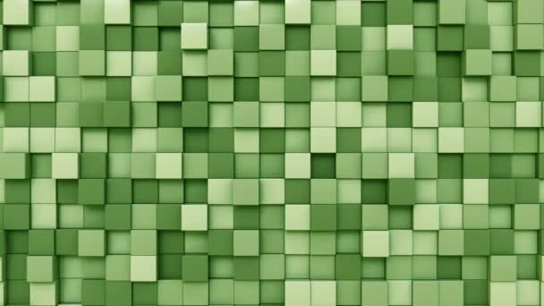 Движущиеся светло-зеленые кубики движения фона, бесшовный цикл — стоковое видео