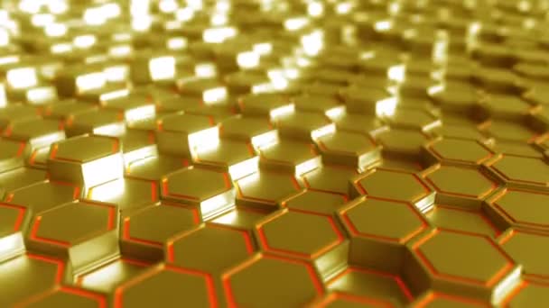 Abstract futuristic hexagonal golden motion background, seamless loop — Stock Video