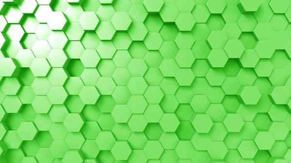 Abstrakte grüne Sechsecke, 3D-Darstellung — Stockfoto