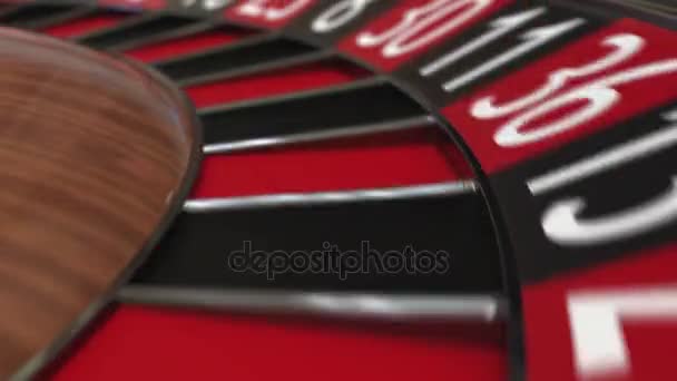 Casino roulette wheel ball hits 29 twenty-nine black — Stock Video