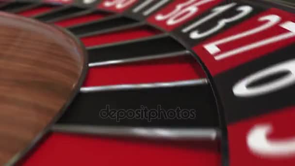 Casino roulette ruota palla colpisce 22 ventidue nero — Video Stock