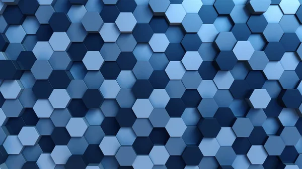 Bewegte blaue Sechsecke Hintergrund. 3D-Darstellung — Stockfoto
