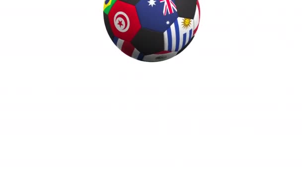 Bouncing football ball featuring different national teams accents flag of Australia. Alpha matte for easy background change — Stock Video