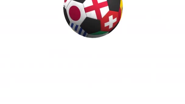 Bouncing pelota de fútbol con diferentes equipos nacionales acentos bandera de Inglaterra. Alfa mate para facilitar el cambio de fondo — Vídeos de Stock