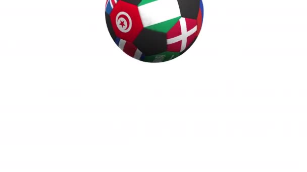 Bouncing football ball featuring different national teams accents flag of Nigeria. Alpha matte for easy background change — Stock Video