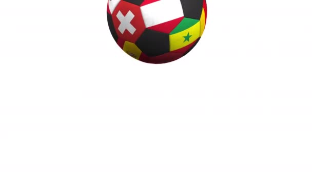 Bouncing football ball featuring different national teams accents flag of Peru. Alpha matte for easy background change — Stock Video