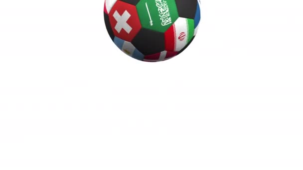 Bouncing football ball featuring different national teams accents flag of Saudi Arabia. Alpha matte for easy background change — Stock Video
