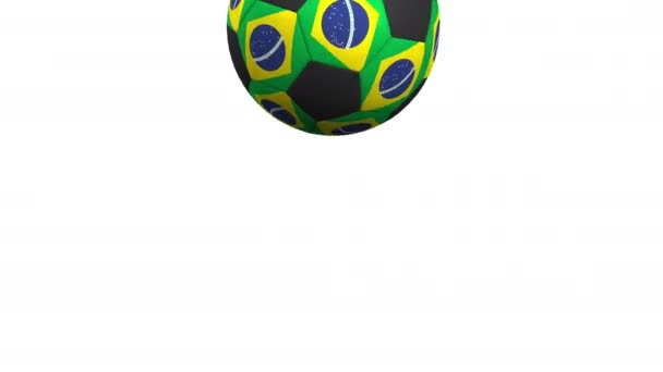 橄榄球球以巴西的旗子为特色。用于轻松背景更改的 Alpha 遮罩 — 图库视频影像