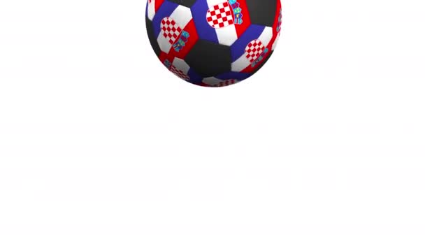 Fußball mit kroatischen Flaggen. alpha matt für einfache Hintergrundveränderung — Stockvideo