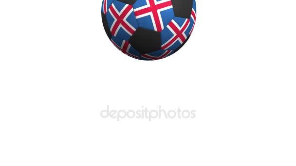 Fußball mit isländischen Flaggen. alpha matt für einfache Hintergrundveränderung — Stockvideo