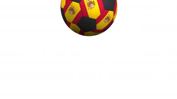 Football ball featuring flags of Spain. Alpha matte for easy background change — Stock Video