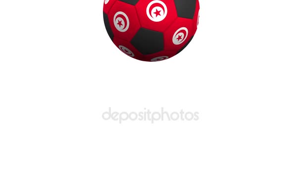 Football ball featuring flags of Tunisia. Alpha matte for easy background change — Stock Video