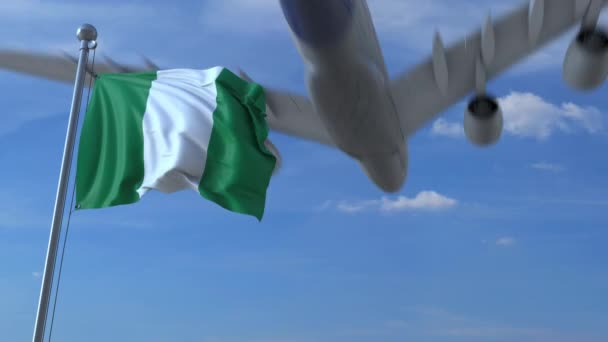 Aereo che sventola bandiera della Nigeria — Video Stock