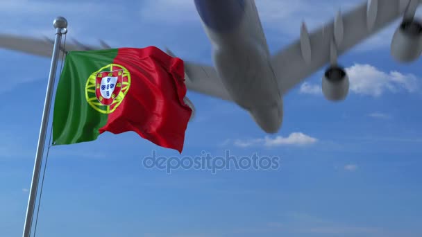 Avión ondeando bandera de Portugal — Vídeo de stock
