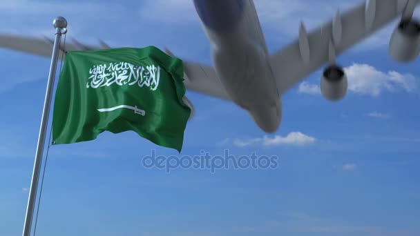 Avión ondeando bandera de Arabia Saudita — Vídeo de stock