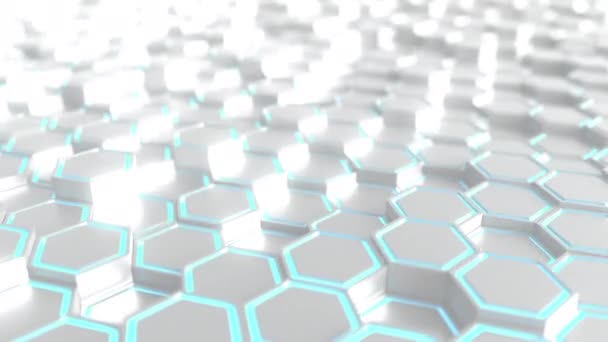 Futuristic silver and blue hexagonal prisms motion background, seamless loop — Stock Video