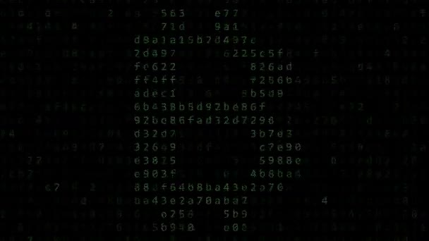 Bitcoin signe fait de changer les chiffres verts sur un écran d'ordinateur noir. Animation liée crypto-monnaie — Video