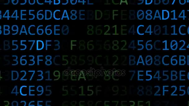 China Telecom logo gemaakt van hexadecimale symbolen op computerscherm knippert. Redactioneel 3D-rendering — Stockvideo
