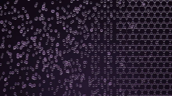 Абстрактная фиолетовая шестиугольная молекулярная структура. 3D рендеринг — стоковое фото