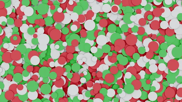 Okręgi czerwone, białe i zielone tło, renderowania 3d — Zdjęcie stockowe