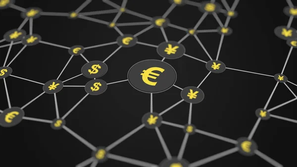 Multicurrency 시장 모델, 3 차원 렌더링 — 스톡 사진