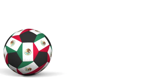 Voetbal bal met vlaggen van Mexico. 3D-rendering — Stockfoto